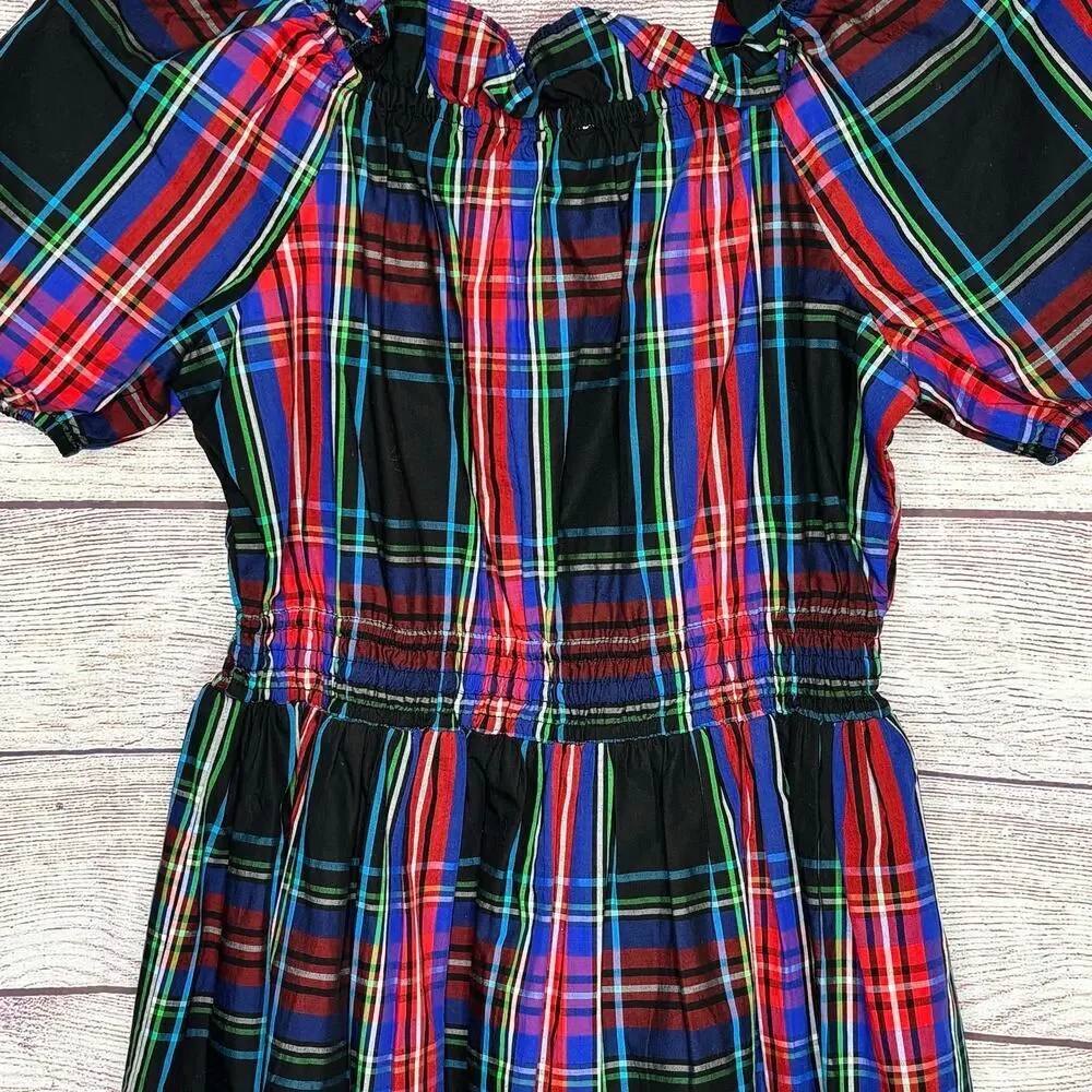 J. Crew Girls Crew Cuts Stewart Tartan Holiday Puff Sleeve Dress Size 10 New